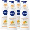 Nivea Crema Corpo Arancio & Avocado 48h Formula con Ingredienti di Origine Naturale Azione Idratante Energizzante Ammorbidente Illuminante Pelle Normale o Secca Texture Leggera - 4 Flaconi da 500ml