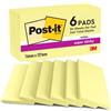 Post-it Foglietti Super Sticky, 6 Blocchetti (540 Fogli), 127 mm x 76 mm | Foglietti Adesivi Riposizionabili a Tenuta Extra Forte per Promemoria ed Elenchi; Aderiscono a Superfici Verticali