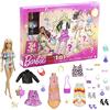 Mattel Barbie, Calendario dell'Avvento con bambola, 24 sorprese tra cui abbigliamento e accessori alla moda per il giorno e la notte, confezione a tema festivo per bambini dai 3 ai 7 anni, GXD64