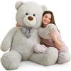 MorisMos Orso Peluche Gigante XXL,120cm Giganti Orsacchiotto Peluche Orsetto Grande Grigio Morbido Kawaii Peloso, Idee Regalo per Bambini Ragazza Fidanzata Donna Compleanno