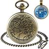 Tiong Doctor Who Orologio da tasca con cassa in bronzo al quarzo Full Hunter quadrante bianco e catena da uomo retrò Dr Who collana ciondolo, C, Retrò