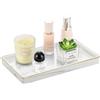 Luxspire Vassoio da bagno con bordo dorato, organizer rettangolare in ceramica per gioielli, vassoio da cucina per piano di lavoro, piatto organizer per cosmetici, per candele, profumi, decorazione