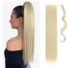 TESS Coda Capelli Extension 60 cm, Coda Finta Capelli Liscio Biondo platino (#613C) Coda Capelli 90g Code Finte per Capelli