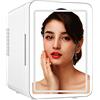 Generic Mini frigo silenzioso con specchio per il trucco,120V/12V,caldo/freddo frigorifero portatile per I prodotti di bellezza,cosmetici,medicine e la cura della pelle (4 litri),White,195×255×290mm
