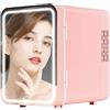 Generic Mini frigo silenzioso con specchio per il trucco,120V/12V,caldo/freddo frigorifero portatile per I prodotti di bellezza,cosmetici,medicine e la cura della pelle (4 litri),Pink,195×255×290mm