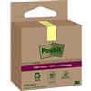 Post-it Foglietti Super Sticky Riciclati, Confezione da 3 Blocchetti, 70 Fogli per Blocchetto, 47.6 mm x 47.6 mm, Giallo - Foglietti Super Adesivi in carta riciclata al 100%