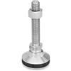 Ganter Normelemente | Piedino articolato, base per mobili, in acciaio inox | GN 343.6-40-M12-100-KR | tappo in plastica antiscivolo | filettatura M12 x 100