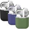 Mocarheri 3X Custodia in Silicone Compatibile con AirPods 2, Case per Airpods Custodia Cover Custodia protettiva in silicone antiurto, LED Frontale Visibile (Verde senape+Nero +blu notte)