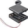 Cablepelado - Portabatterie per 4 batterie LR6 AA con interruttore, nero
