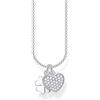Thomas Sabo Collana da Donna in Argento Sterling 925 con Quadrifoglio e Cuore Pavé, Lunghezza 38 45 cm, Catenina con ciondolo a forma di trifoglio