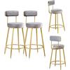 Bar stools Set di 2 sedie da bar, sedile in velluto sgabello alto imbottito cucina con gambe in metallo dorato 65 cm 0903 (colore: grigio)