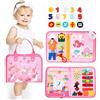 hahaland Busy Board Montessori Unicorno - Giochi Bambina 2 3 Anni Educativo Regalo attività, Valigetta Interattiva Pannello Sensoriale con 9 attività