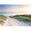 Runa Art Carta da parati fotografica Spiaggia e tramonto del mare 352 x 250 cm Vello Sfondo Murale XXL Moderne Decorazione Soggiorno Camera De Letto Sala Ufficio blu Beige 9008011a