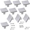 Aerzetix - C64416 - Set di 10 pomelli quadrati per porte di mobili altezza 27/20mm - maniglia bottone armadio cassetto decorazione cucina soggiorno assemblaggio - in metallo - finitura: argento opaco