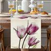 Avoik Runner da Tavola Moderno, Fiori Runner da Tavolo Motivo Stampato in Tela di Lino per Feste da Pranzo in Cucina Per Interni, Esterni, Feste, Soggiorno, Arredamento 33 X 180 cm (Viola)