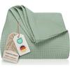 LAYNENBURG Copriletto 220 x 240 cm XXL - Waffle Pique 100% Cotone - Coperta Estiva Leggera - Coperta di Cotone Come Coperta da Letto, Coperta da Divano, Coperta ariosa da Divano (Verde menta)