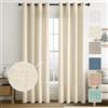 MIULEE Tende Lino con Anelli Effetto Lino Soggiorno Moderna Tenda Voile Semitrasparenti Naturale 2 Pezzi, 140 x 260 cm Natura