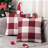 ORANIFUL Copricuscini Divano Set da 2 Fodere per Cuscini Tartan Quadrati Decorativi in Lino per Letto Décor Casa Auto 60x60 cm (Rosso&Bianco, 2 Pezzi)