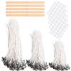 LIERFIS Stoppini per Candele, 10/15/20cm Stoppini per Candele Fai Da Te, 150 pezzi Set di Stoppini per Candele con Adesivi per Stoppini e Porta Stoppini in Legno