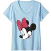 Disney Mickey And Friends Minnie Mouse Big Face Maglietta con Collo a V