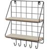 Baroni Home Mensola da parete, Mensola Rustica per Bagno, Cucina, Camera da Letto, Mensola Sospesa da Muro in Ferro e Metallo, Nero, 2 Ripiani