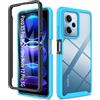 ESTH® Cover per Xiaomi Poco X5 Pro 5G/Redmi Note 12 Pro 5G Custodia in Silicone a Antiurto 360° con Protezione dello Schermo, Rugged Doppia Bumper Trasparente Case Integrale Cover, Azzurro