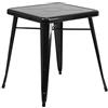 Flash Furniture Tavolo da Interno in Metallo Quadrato da 23,8 Pollici di Grado Commerciale, Nero, 23.75' Square