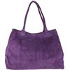 Girly Handbags Borsa a tracolla espandibile da donna in pelle scamosciata italiana, Viola scuro, W 40, H 32, D 18 (W 15.5, H 12.5, D 7 inches)