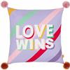 furn. Cuscino imbottito in poliestere con pompon Love Wins