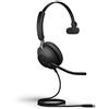 Jabra Evolve2 40 PC Headset - Noise Cancelling UC Certified Mono Headphones With 3-Microphone Call Technology - USB-C Cable - Black