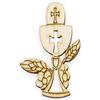 Aurora Store.it 24 Pezzi Pendente Ciondolo Calice Comunione in Legno 3,5cm Applicazione Legnetti Decorativi Charms per bomboniere, Sacchetti, segnaposto Forme Miniatura Naturale
