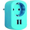 SIMON Brico cl118130 - Adattatore COMBI 1 presa 16 A 250 V + 2 USB 2.1 A Azul Caribe