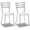 ASTIMESA SCALMBL Due sedie da Cucina, Metallo Pelle Sintetica Alluminio, Bianco, Altura de asiento 45 CMS
