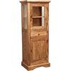 Biscottini Vetrina soggiorno in legno massello 55x43x150 cm - Credenza cucina alta Made in Italy - Libreria chiusa con ante in vetro - libreria con ante in vetro