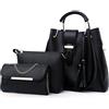 FiveloveTwo Donne 3 pezzi Set Borse Grande Tote +Borsetta+Borsa a tracolla+Pochette e Clutch Borse a Mano Spalla Tracolla Zainetto Borsa Portafoglio Handbag Set Nero