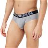 Emporio Armani Slip da Uomo in Cotone Elasticizzato a Costine, Chiaro Grigio Melange, M