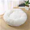 Lukery Cuccia per Cani Cuccia per Gatti, Cuscino Rotondo in Peluche Morbido Lavabile Letto Peluche Antistress Ciambella per Animali Domestici per Cani di Piccola, Media e Grande Taglia (50CM,Bianco)