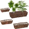 Relaxdays Set Fioriere in Fibra di Cocco, Vasi in 4 Misure, Portapiante da Balcone e Davanzale, Pellicola, Naturale