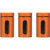 Premier Housewares 1209788 Set di 3 Barattoli, 1000 ml, in Smalto Arancione su Acciaio e Vetro