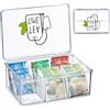 Relaxdays Box Porta tè e Tisane, 6 Scomparti, con Coperchio, 9x21,5x15 cm, Organizer per Bustine, Plastica, Trasparente