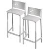 ASTIMESA Due sgabelli alti da cucina seduta 60 cm similpelle grigio