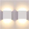 CHEVVY 2 lapplique da parete LED interni,7W lampada da parete moderna bianco 3000K | bianca calda applique camera da letto, appliques a muro per esterni, in alluminio, luce
