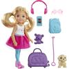 Barbie in Viaggio, Bambola Bionda con Cucciolo, Valigia che si Apre,  Adesivi e Accessori, Giocattolo per Bambini 3 + Anni, FWV25