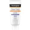 Neutrogena Clear Face Liquid Lotion - Protezione solare per pelli sensibili all'acne, ampio spettro SPF 50 UVA/UVB, protezione solare viso senza olio, profumo e ossibenzone, non comedogenica, 0,8 l