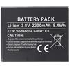 AccuCell Batteria adatta per Vodafone Smart E8, Li-ion, 3,8 V, 2200 mAh, 8,4 Wh