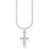 Thomas Sabo Collana da Donna in Argento Sterling 925 con Croce Pavé, Lunghezza 36-38 cm