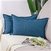Madizz 2 Pezzi Lino in Poliestere Copricuscini Morbido Decorativo Fodere per Cuscino Lusso Stile per Divano Camera da Letto 30x50 cm Blu Scuro