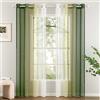 Woaboy 2 Pezzi Tende Voile Semi Trasparenti con Occhielli Tende Verticali Sfumate Poliestere Moderne Eleganti per Finestra Soggiorno Camera da Letto Balcone 140x260cm Verde Oliva