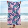Caregchrisj Telo Mare Microfibra Grande 80x180cm，Antisabbia Microfibradi Uomo Donna Teli Mare Motivo a Foglie Rosa，Ideale per la Spiaggia, Palestra, Viaggi, le piscine
