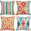 HomeStilez Copricuscini per Divano 40x40 Boemia Moderno Biancheria Geometrico Tropicale Federe Cuscini Decorativo Orange Coperture Etnici Colorate Comode Federe Cuscino per Divano Soggiorno Camera, Set di 4